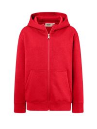 Rote Kinder Kapuzen-Sweatjacke aus Bio-Baumwolle mit Reißverschluss